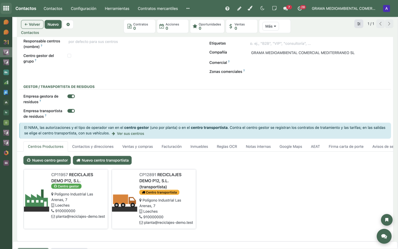 Empresa gestora y transportista
